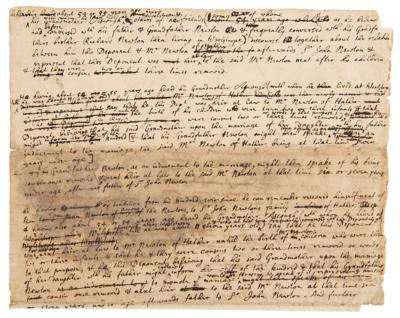 Lot #6042 Isaac Newton Handwritten Manuscript on Family Tree — 