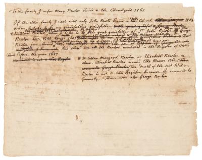 Lot #6042 Isaac Newton Handwritten Manuscript on Family Tree — 