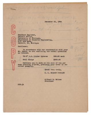 Lot #6061 Manhattan Project: Copper Plutonium Core Tamper Prototypes with 