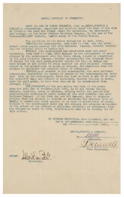 Lot #6057 Richard W. Sears (Founder of Sears, Roebuck and Co.) Exceedingly Rare Document Signed - Railroad Contract for Shipping Goods - Image 1