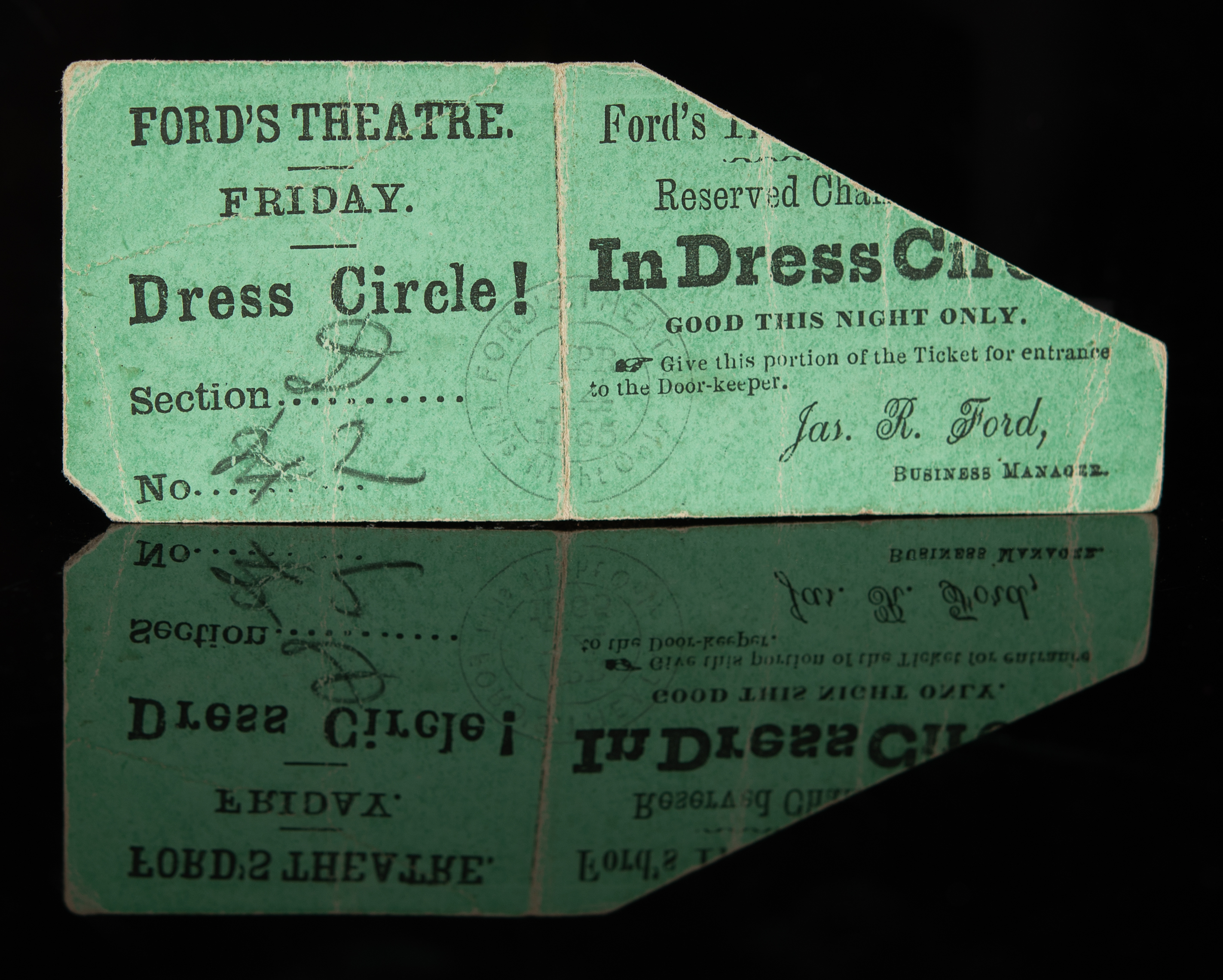 Lot #6018 Abraham Lincoln Assassination: (2) Ford's Theatre Front-Row Tickets from April 14, 1865 (ex. Forbes Collection) - Image 3