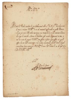 Lot #179 Charles Emmanuel I, Duke of Savoy Letter