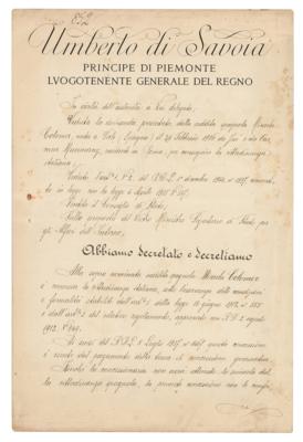Lot #289 Umberto II of Italy Document Signed - Image 2