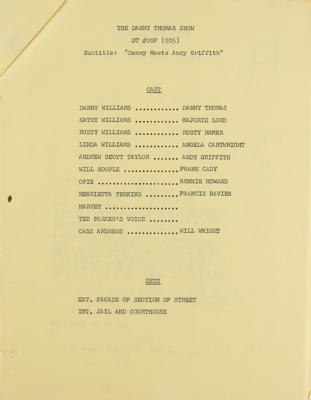 Lot #725 The Danny Thomas Show: Andy Griffith Debut Script: Original annotated script for Andy Griffith's television debut - Image 2