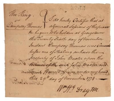 Lot #88 William Henry Drayton Document Signed - Image 1