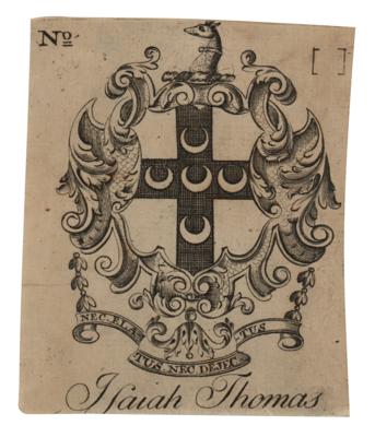 Lot #33 Paul Revere Engraved Bookplate for Isaiah