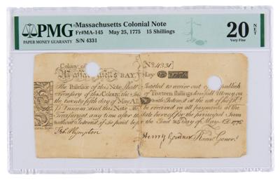 Lot #32 Massachusetts Bay Currency (15 Shillings, 1775) - Image 1