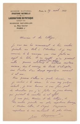 Lot #235 Jean Becquerel Autograph Letter Signed