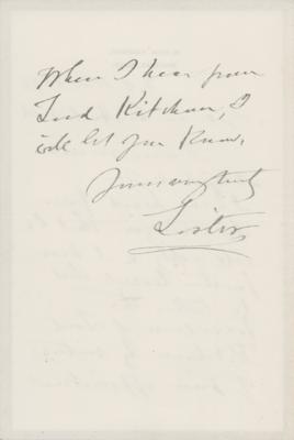 Lot #266 Joseph Lister Autograph Letter Signed - Image 2