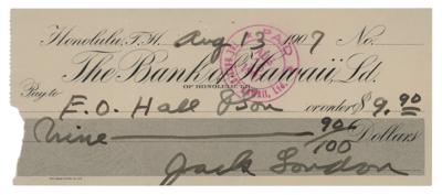 Lot #486 Jack London Signed Check