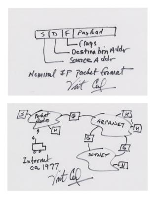 Lot #239 Vint Cerf (2) Original Sketches