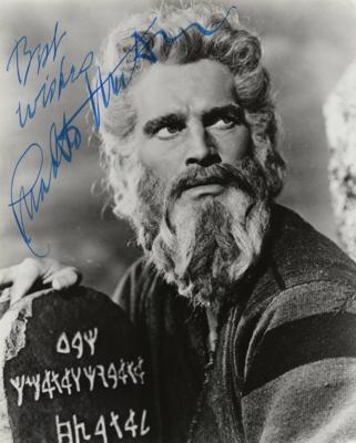 Lot #678 Charlton Heston (2) Signed Photographs as Moses from The Ten Commandments - Image 1