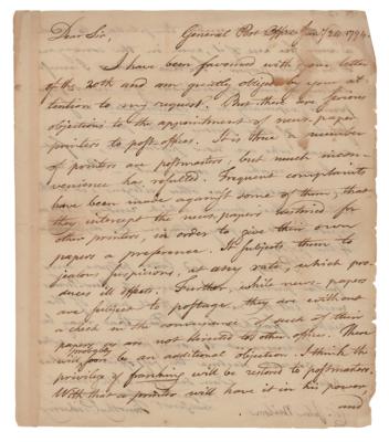 Lot #90 Timothy Pickering Autograph Letter Signed (1794) - Image 1