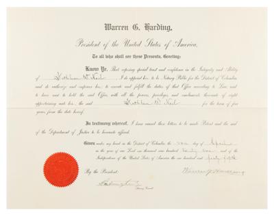 Lot #142 Warren G. Harding Document Signed as President - Image 1