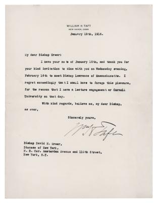 Lot #157 William H. Taft Typed Letter Signed
