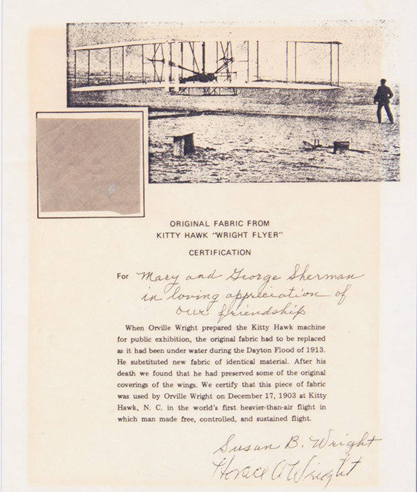Lot #352 Wright Flyer Wing Fabric