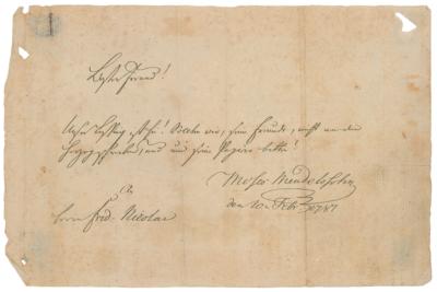 Lot #219 Moses Mendelssohn Autograph Letter Signed