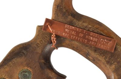 Lot #326 Desmond Doss Personally Owned and Signed Hand Saw - Image 2