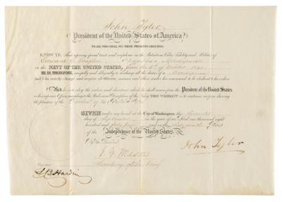 Lot #97 John Tyler Document Signed as President (1844) - Image 1