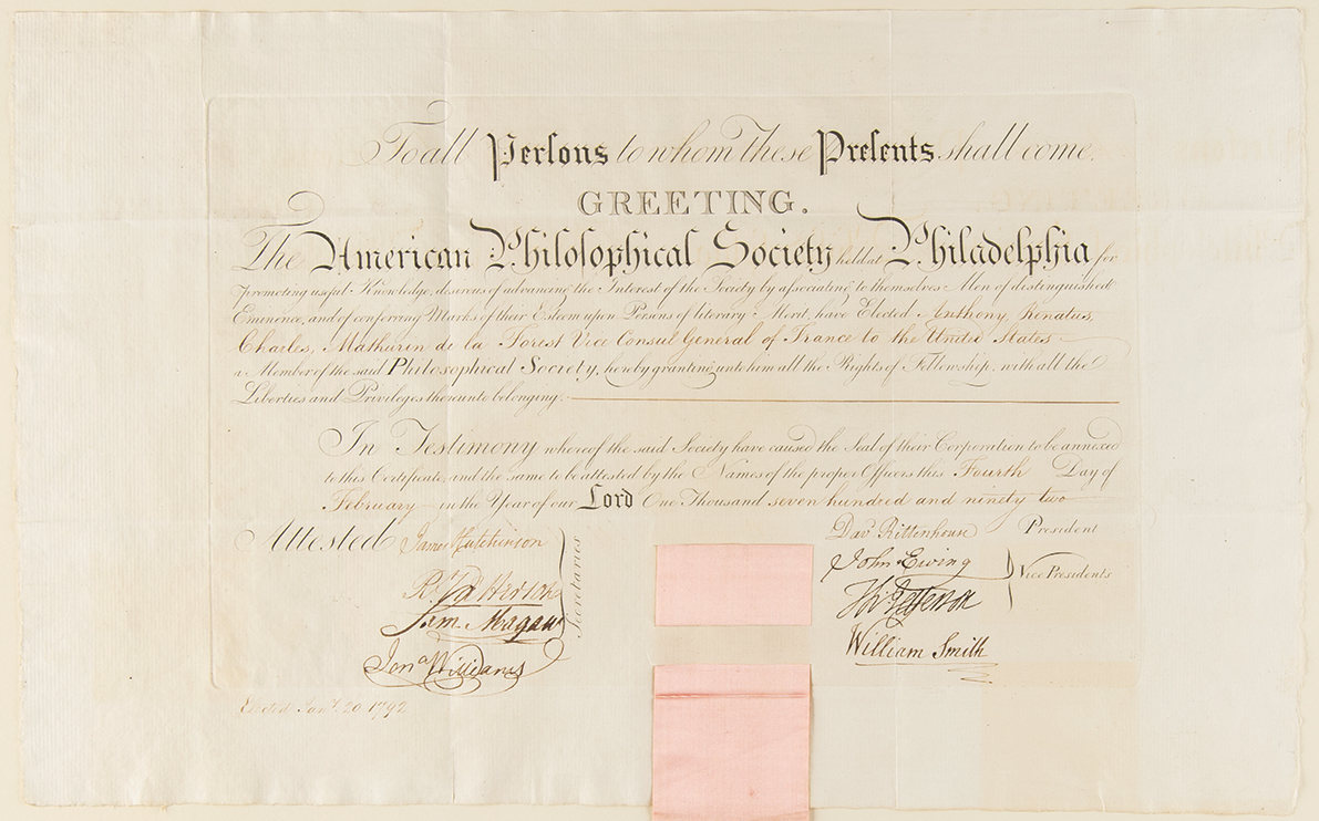 Lot #8 Thomas Jefferson Signed American Philosophical Society Certificate - Image 3