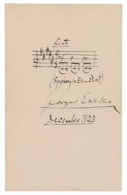 Lot #529 Georges Enesco Autograph Musical Quotation Signed - Image 1