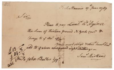 Lot #165 Samuel Kirkland Autograph Letter Signed