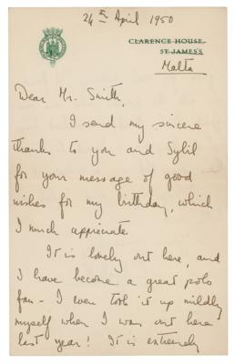 Lot #191 Queen Elizabeth II Autograph Letter Signed - Image 1