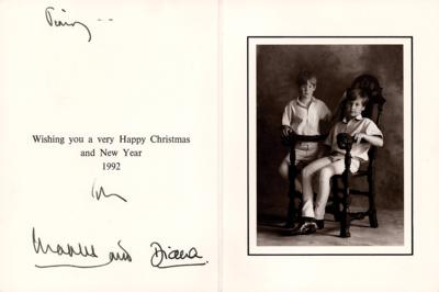 Lot #189 Princess Diana and King Charles III Signed Christmas Card (1992) to Sir Jimmy Savile - Image 1