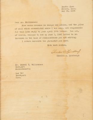 Lot #351 Charles Lindbergh Typed Letter Signed (1956) - Image 2