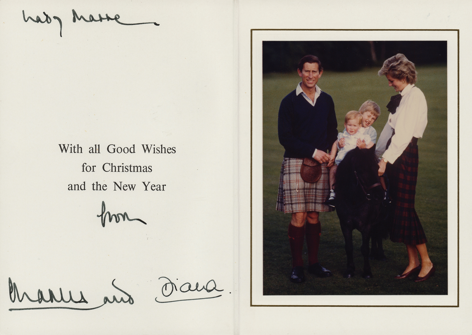Lot #188 Princess Diana and King Charles III Signed Christmas Card (1985) - Image 1