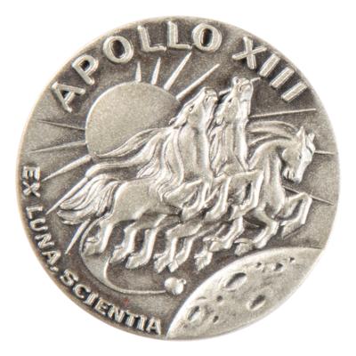 Lot #361 Fred Haise's Apollo 13 Flown Robbins Medallion: Silver medal carried around the moon during Apollo 13, flight-certified by the mission LMP - Image 1