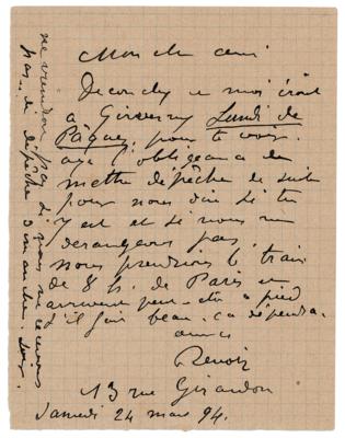 Lot #416 Pierre-Auguste Renoir Autograph Letter