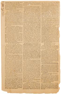 Lot #81 Paul Revere: Massachusetts Spy or, American Oracle of Liberty (February 9, 1776): 1776 reportage from London, under a Paul Revere masthead: 