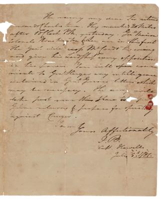 Lot #45 Revolutionary War: British/American Battle News on Captured Letter: Dueling intelligence from both sides of the conflict, offering news of Nathanael Greene's movements after the Siege of Ninety-Six - Image 2