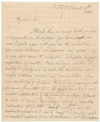 Lot #217 Thomas Robert Malthus Autograph Letter Signed on Wealth - Image 1