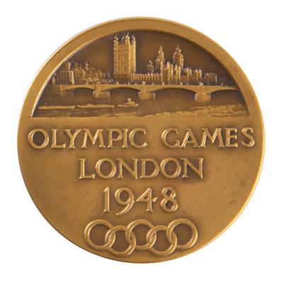 Lot #4124 London 1948 Summer Olympics 'Trial' Participation Medal - From the Collection of IOC Member James Worrall - Image 2