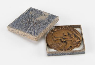 Lot #4127 Helsinki 1952 Summer Olympics Participation Medal with Badge, ID Card, and Ticket Stub - Image 3