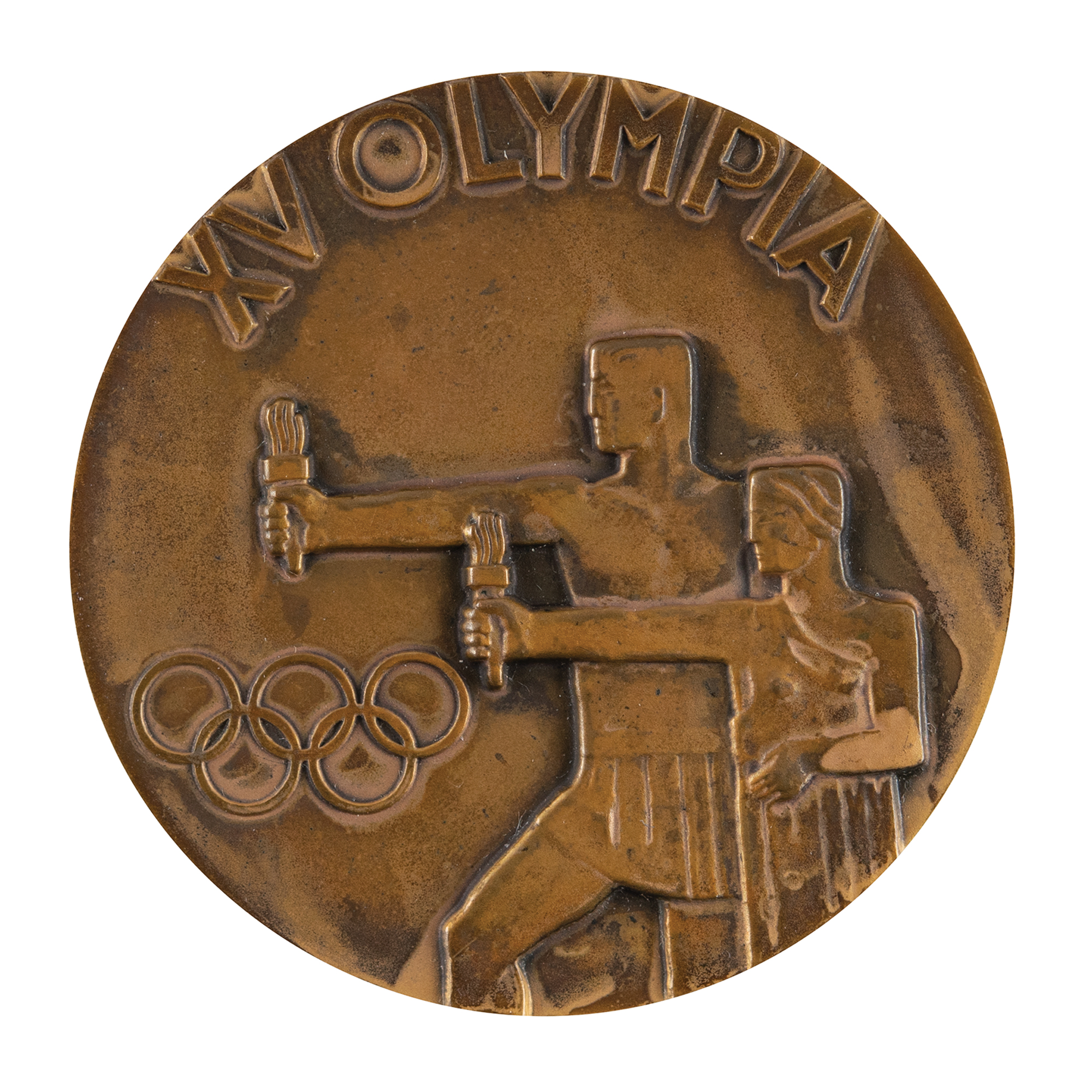 Lot #4127 Helsinki 1952 Summer Olympics Participation Medal with Badge, ID Card, and Ticket Stub - Image 2