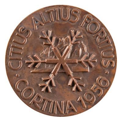 Lot #4064 Cortina 1956 Winter Olympics Bronze Winner's Medal - Image 2