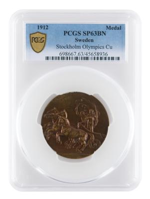 Lot #4113 Stockholm 1912 Olympics Bronze Participation Medal (PCGS SP63BN) - Image 1