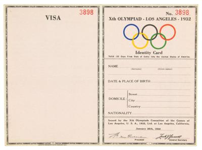 Lot #4289 Los Angeles 1932 Summer Olympics Identification Card Blanks (82) - Image 2