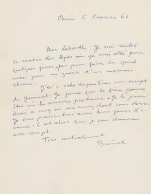 Lot #596 Luis Bunuel Autograph Letter Signed - Image 1