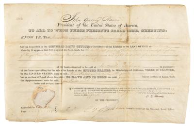 Lot #42 John Quincy Adams Document Signed as President - Image 1