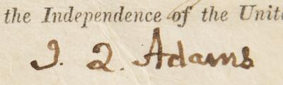 Lot #42 John Quincy Adams Document Signed as President - Image 2
