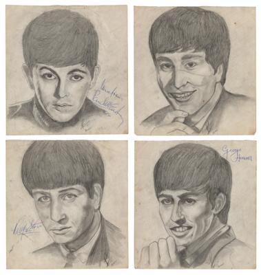 Lot #454 Beatles (3) Drawings Signed by Paul McCartney, George Harrison, and Ringo Starr - Image 1