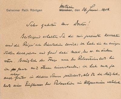 Lot #126 Wilhelm Rontgen Autograph Letter Signed on Physics Experiments - Image 1