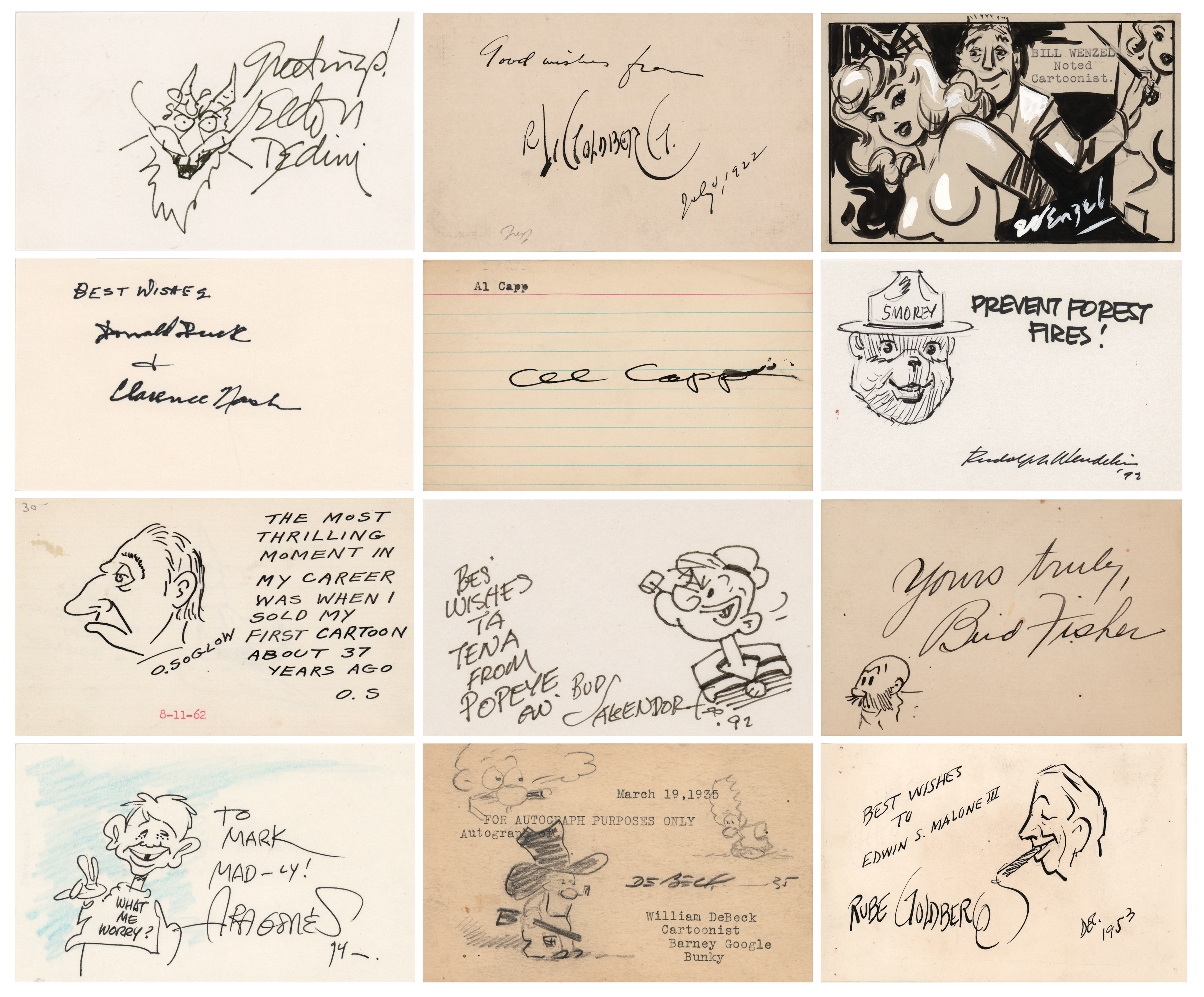 Lot #374 Cartoonists Collection of (26) Signed Items with Numerous Original Sketches - Image 5
