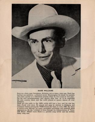 Lot #450 Hank Williams Signed Grand Ole Opry Program (Circa 1951) - Image 2
