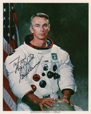 Lot #300 Apollo 17: Gene Cernan and Ron Evans (2) Signed Photographs - Image 1