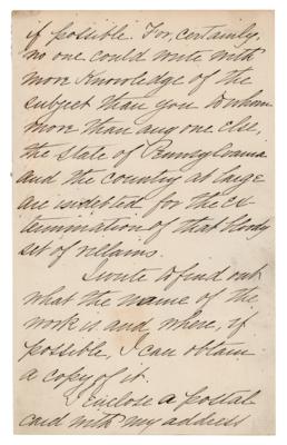 Lot #26 William H. Taft Early Autograph Letter Signed on the Molly Maguires - Image 3